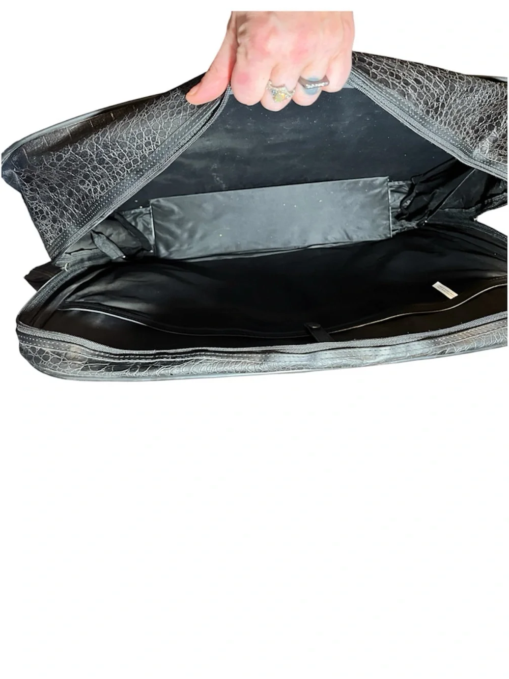 Pierre Cardin Black Croc-Embossed Laptop Briefcase